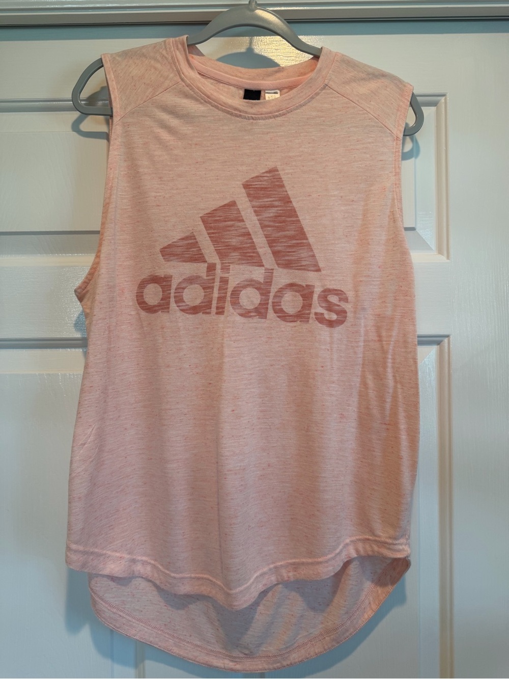 adidas Light Pink Heather Logo Muscle Tank